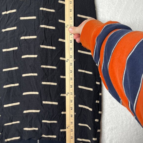 Madewell Dash Dress sz 0 Black Beige Metal Zipper V Back Crew Neck Earthy Boho - Picture 6 of 9